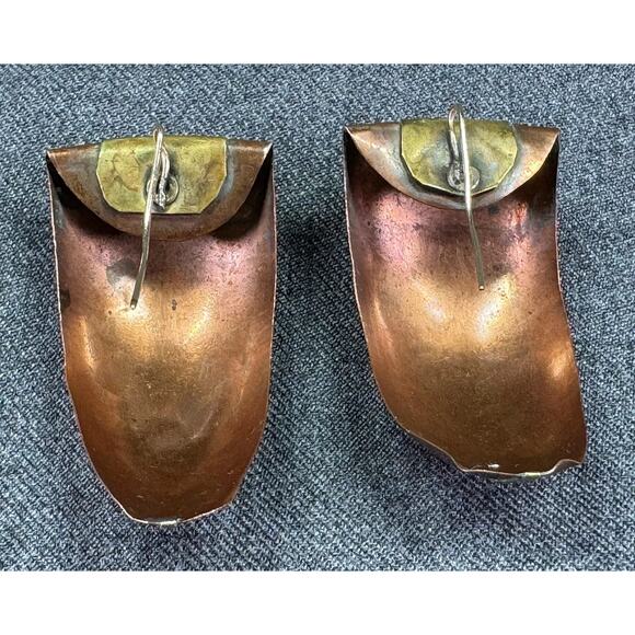 Vintage Artisan Mixed Metal Hoop Hook Earrings - Picture 4 of 5